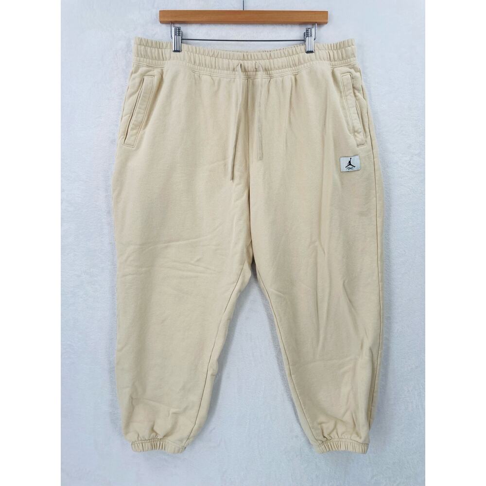 Nike Jordan Jogger Sweatpants Womens 1X Loose Fit Beige Fleece Drawstring